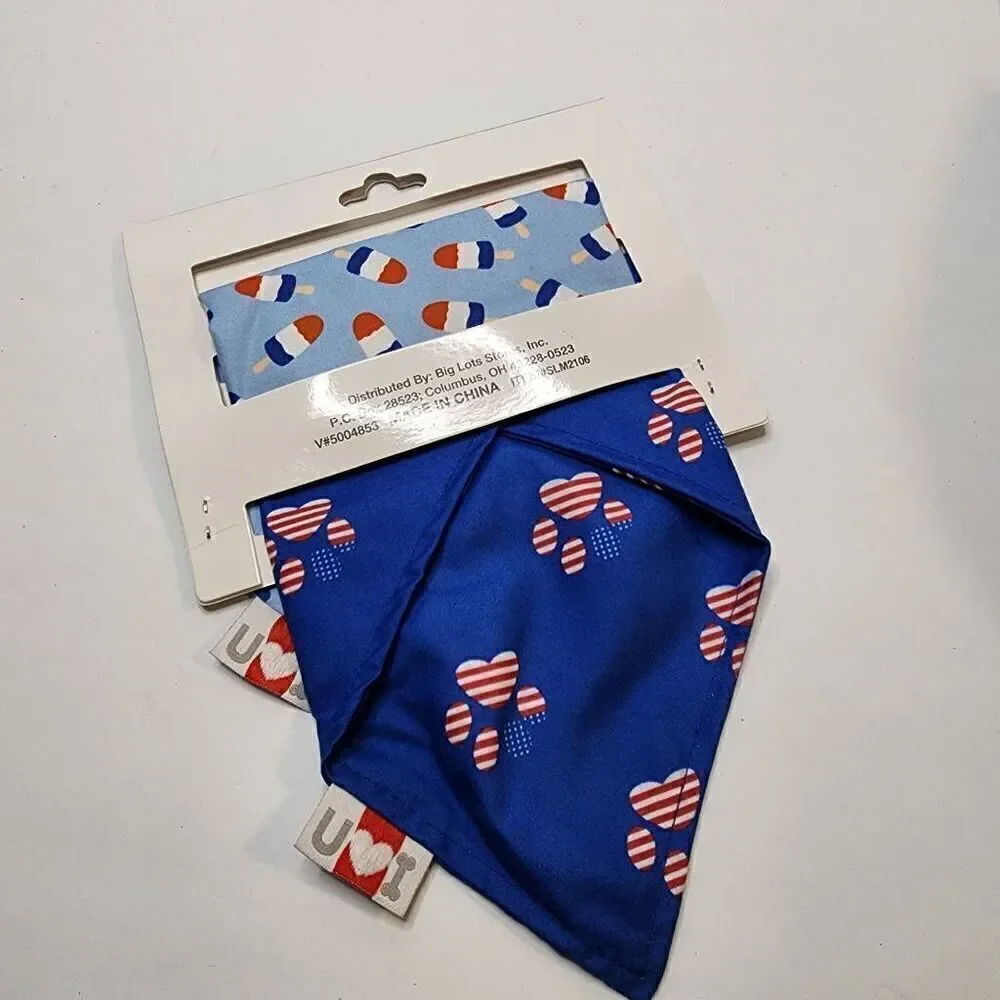 N3 For $15 NWT Patriotic 4th of July Pet Bandanas Set of 2